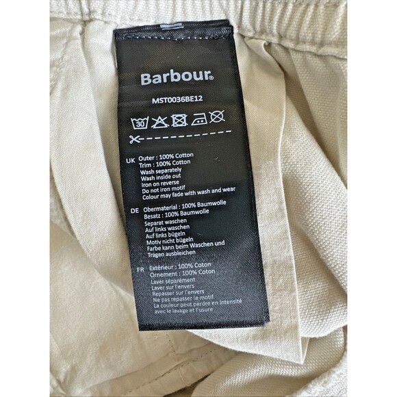 Barbour Men's Oxtown 7-1/2" Drawstring Casual Cotton Shorts Beige L - Picture 9 of 9